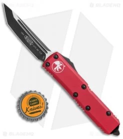 Microtech UTX-85 T/E OTF Automatic Knife Red (3.125" Black) 233-1RD -Microtech Shop Microtech UTX 85 TE Standard Red Black 233 1RD BHQ 93395 jr bottlecap
