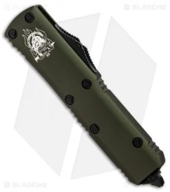 Microtech UTX-85 USN-GX Spartan OTF Automatic Knife OD Green (3.125" Black) -Microtech Shop Microtech UTX 85 USN GX Spartan OD Green Black BHQ 89361 er spine