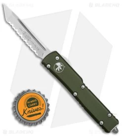 Microtech UTX-70 D/A Tanto OTF Automatic Knife OD Green (2.4" SW Full Serr) -Microtech Shop Microtech UTX70 DA AK OTF Tanto OD Green 2in SW Full Serr BHQ 173459 td size