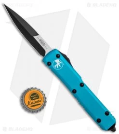 Microtech Ultratech Bayonet OTF Automatic Knife Turquoise CC (3.4" Black) -Microtech Shop Microtech Ultratech Bayo OTF Turquoise CC Black BHQ 92600 jr bottlecap