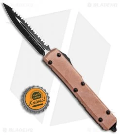 Microtech Copper Top Ultratech D/E OTF Automatic Knife (3.4" Black Serr) -Microtech Shop Microtech Ultratech Copper Top DE OTF Auto Full Serr BHQ 91668 jr bottlecap
