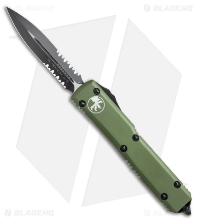 Microtech Ultratech D/E OTF Automatic Knife OD Green CC (3.4" Black Serr) 3 Microtech Ultratech D/E OTF Automatic Knife OD Green CC (3.4" Black Serr)