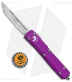 Microtech Ultratech T/E OTF Automatic Knife Violet (3.4" Satin Serr) 123-5VI -Microtech Shop Microtech Ultratech DA OTF Tanto Auto Violet Satin Serr 123 5VI BHQ 93001 jr bottlecap