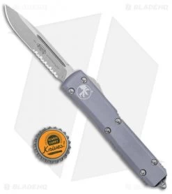Microtech Ultratech S/E OTF Automatic Gray (3.4" Stonewash Serr) 121-11 GY -Microtech Shop Microtech Ultratech DE OTF Auto Gray CC SW Serr 121 11GY BHQ 93235 jr bottlecap