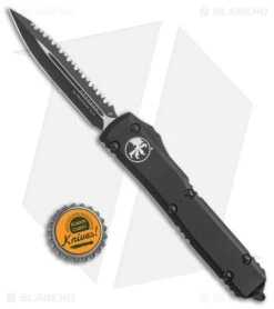 Microtech Ultratech Dagger D/E OTF Knife Tactical (3.4" Black Full Serr) -Microtech Shop Microtech Ultratech DE OTF Auto Tactical CC Black Full Serr BHQ 51741 jr bottlecap