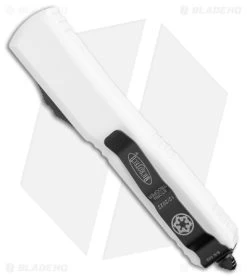 Microtech Ultratech D/E White OTF Automatic Knife (3.4" White Serrated) -Microtech Shop Microtech Ultratech DE White OTF Auto White Serr BHQ 178396 jr side
