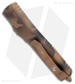 Microtech Ultratech S/E OTF Automatic Knife Camo (3.4" Coyote Camo Serr) -Microtech Shop Microtech Ultratech SE OTF Auto Coyote Camo Camo Partially Serr BHQ 177634 jr side