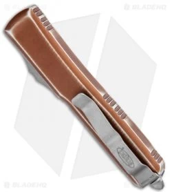Microtech Ultratech S/E OTF Automatic Tan Distressed (3.4" Stonewash) 121-10DTA -Microtech Shop Microtech Ultratech SE OTF Auto Tan Distressed SW 121 10DTA BHQ 117815 jr side