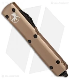 Microtech Ultratech S/E OTF Automatic Knife Tan CC (3.4" Black Serr) 121-2TA -Microtech Shop Microtech Ultratech SE Tan Black Serr BHQ 26360 er spine