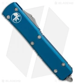 Microtech Ultratech S/E OTF Automatic Knife Blue CC (3.4" Satin) -Microtech Shop Microtech Ultratech SE blue CC satin BHQ 52589 er spine