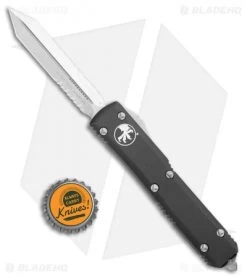 Microtech Ultratech Spartan OTF Automatic Knife (3.4" Stonewash Serr) -Microtech Shop Microtech Ultratech Spartan OTF Automatic Knife Black CC 3.4in SW PS LS