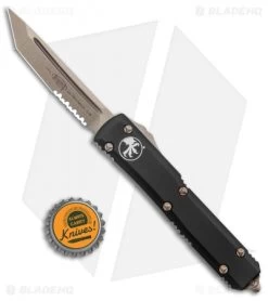 Microtech Ultratech Tanto OTF Automatic Knife Black (3.4" Bronze Serrated) -Microtech Shop Microtech Ultratech TE Black Bronze Part Serr 123 14 BHQ 135895 jr bottlecap