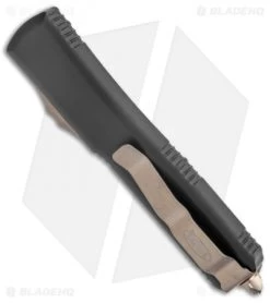 Microtech Ultratech Tanto OTF Automatic Knife Black (3.4" Bronze Serrated) -Microtech Shop Microtech Ultratech TE Black Bronze Part Serr 123 14 BHQ 135895 jr side