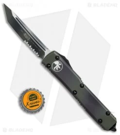 Microtech Ultratech T/E OTF Automatic Knife CC (3.4" Green Camo Serr) -Microtech Shop Microtech Ultratech TE CC green camo serr BHQ 52591 er size