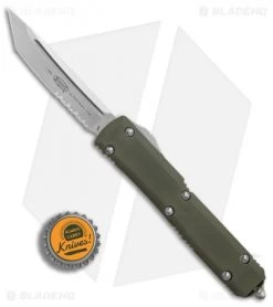 Microtech Ultratech T/E OTF Automatic Knife OD Green G-10 (3.4" Stonewash Serr) -Microtech Shop Microtech Ultratech TE OD Green SW BHQ 78129 er bottlecap