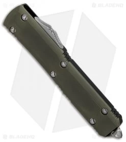 Microtech Ultratech T/E OTF Automatic Knife OD Green G-10 (3.4" Stonewash Serr) -Microtech Shop Microtech Ultratech TE OD Green SW BHQ 78129 er spine
