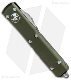Microtech Ultratech T/E OTF Automatic Knife OD Green CC (3.4" Satin Serr) -Microtech Shop Microtech Ultratech TE OTF Auto OD Green CC Satin Serr 123 5OD BHQ 51776 jr spine