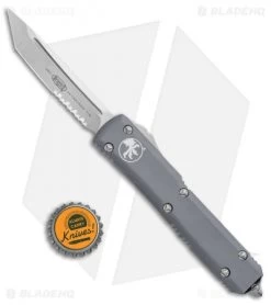 Microtech Ultratech Tanto OTF Automatic Knife Gray (3.4" SW Serr) 123-11GY -Microtech Shop Microtech Ultratech Tanto OTF Auto Gray SW Serr 123 11GY BHQ 27324 jr bottlecap