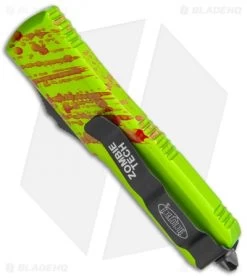Microtech Zombie Tech UTX-85 T/E OTF Automatic Knife (3.125" Black) 233-1 Z -Microtech Shop Microtech Zombie Tech UTX 85 TE OTF Auto Black 233 1Z BHQ 113051 jr side