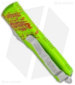 Microtech Zombie Tech UTX-85 T/E OTF Automatic Knife (3.125" Stonewash) 233-10 Z -Microtech Shop Microtech Zombie Tech UTX 85 TE OTF Auto SW 233 10Z BHQ 113050 jr side
