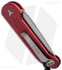 Microtech LUDT Automatic Knife Red (3.4" Stonewash) 135-10RD -Microtech Shop microtech 135 10rd side cm