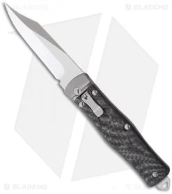 Microtech OSS Cobra Bowie Knife Auto Carbon Fiber (3.75" Satin Plain) 137-4