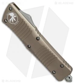 Microtech Combat Troodon T/E OTF Automatic Knife Tan (3.8" Bead Blast) -Microtech Shop microtech combat troodon TE tan bb 144 7TA BHQ 51385 er spine