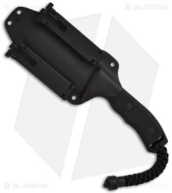 Microtech Black Crosshair Fixed Double Edge Knife (5" Full Serr) 101-3BL -Microtech Shop microtech crosshair black full serr 101 3bl sheath