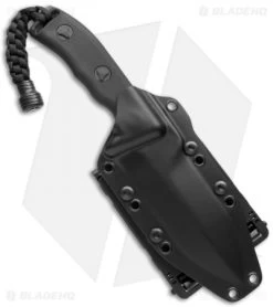 Microtech Crosshair Knife Double Edge Fixed Blade (5" Black Serr) 101-2BL -Microtech Shop microtech crosshair black serrated 1 1 2bl sheath