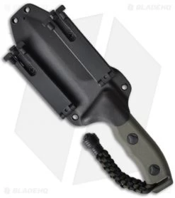 Microtech Green Crosshair Fixed Double Edge Knife (5" Full Serr) 101-3GR -Microtech Shop microtech crosshair green 101 1gr sheath back