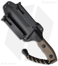 Microtech Crosshair D/E Fixed Blade Knife (5" Tan Serr) 101-2TA -Microtech Shop microtech crosshair tan 101 1ta sheath back 1