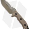 Microtech Tan Crosshair Knife Fixed Double Edge Blade (5" Full Serr) 101-3TA -Microtech Shop microtech crosshair tan 101 3ta