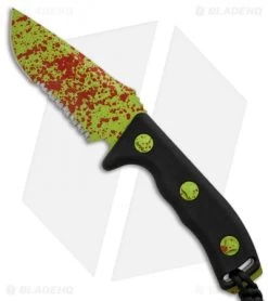 Microtech Currahee Zombie Green Drop Point Knife Fixed Blade (4.5" Serr) 102-2Z