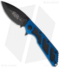 Microtech DOC Flipper Knife Blue Aluminum (3.75" Black) 153-1BL