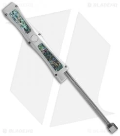 Marfione Custom Dragonslayer IV OTF Knife Stainless/Abalone (Cowry-X Damascus) -Microtech Shop microtech dragonslayer iv mirror abalone arm cm