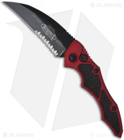 Microtech Kestrel Red Tactical Automatic Knife (3.95" Black Serr) 131-2RD 3 Microtech Kestrel Red Tactical Automatic Knife (3.95" Black Serr) 131-2RD