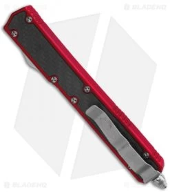 Microtech Makora II D/A OTF Automatic Knife CF/Red (4.45" Satin) 106-4RD -Microtech Shop microtech makora 2 satin 106 4rd red carbon fiber side