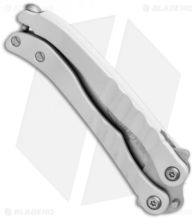 Microtech Metalmark Silver Aluminum Balisong Butterfly Knife (3.875" Black) 4 Microtech Metalmark Silver Aluminum Balisong Butterfly Knife (3.875" Black) - Image 2