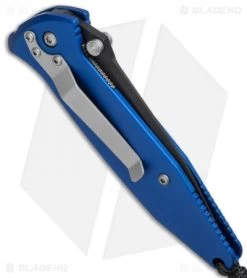 Microtech Mini Socom Manual Knife Blue Aluminum (3.25" Black) 12/1998 -Microtech Shop microtech mini socom manual blue 12 1998 side cm