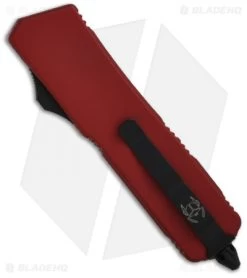 Microtech Scarab Executive Red OTF Tanto Knife (3.5" Black Full Serr) 108-3RD -Microtech Shop microtech scarab te red black 108 1rd back