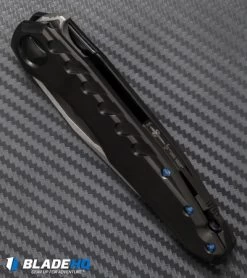 Marfione Custom Knives Sigil Flipper Knife DLC Titanium (3.5" Hand Satin) -Microtech Shop microtech sigil dlc ti blue hw bottom cm