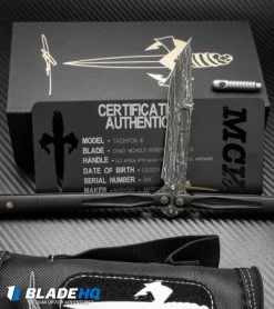 Marfione Custom Tachyon III Balisong Knife DLC Titanium (4.5" Damascus) -Microtech Shop microtech tachyon III balisong dlc ti dam all cm