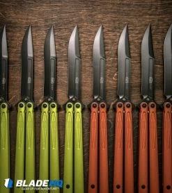 Microtech Tachyon III Balisong Butterfly Orange (4.5" Black) 173-1DLCOR -Microtech Shop microtech tachyon iii lime green BHQ 52649 burnt orange BHQ 52646 dl 2 1