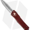 Microtech Troodon D/E OTF Red Automatic Knife (3" Stonewash Full Serr) 138-12RD