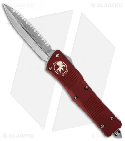 Microtech Troodon D/E OTF Red Automatic Knife (3" Stonewash Full Serr) 138-12RD 3 Microtech Troodon D/E OTF Red Automatic Knife (3" Stonewash Full Serr) 138-12RD