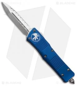 Microtech Troodon D/E OTF Automatic Knife Blue (3" Satin Full Serr) 138-6BL