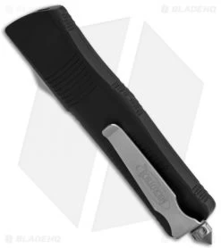 Microtech Troodon Knife Tanto OTF Automatic (3" Stonewash Full Serr) 140-12 -Microtech Shop microtech troodon te full serr black 140 3 side