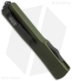 Microtech UTX-70 Spartan OTF Automatic Knife OD Green (2.4" Black Serr) -Microtech Shop microtech utz70 149 2dtod spartan side cm