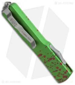 Microtech UTX-70 Spartan OTF Automatic Knife Zombie-Tech (2.4" Stonewash) -Microtech Shop microtech utz70 149 7dtz spartan side cm