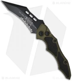 Microtech Vector Green Automatic Knife (3.95" Black Serr) 132-2GR